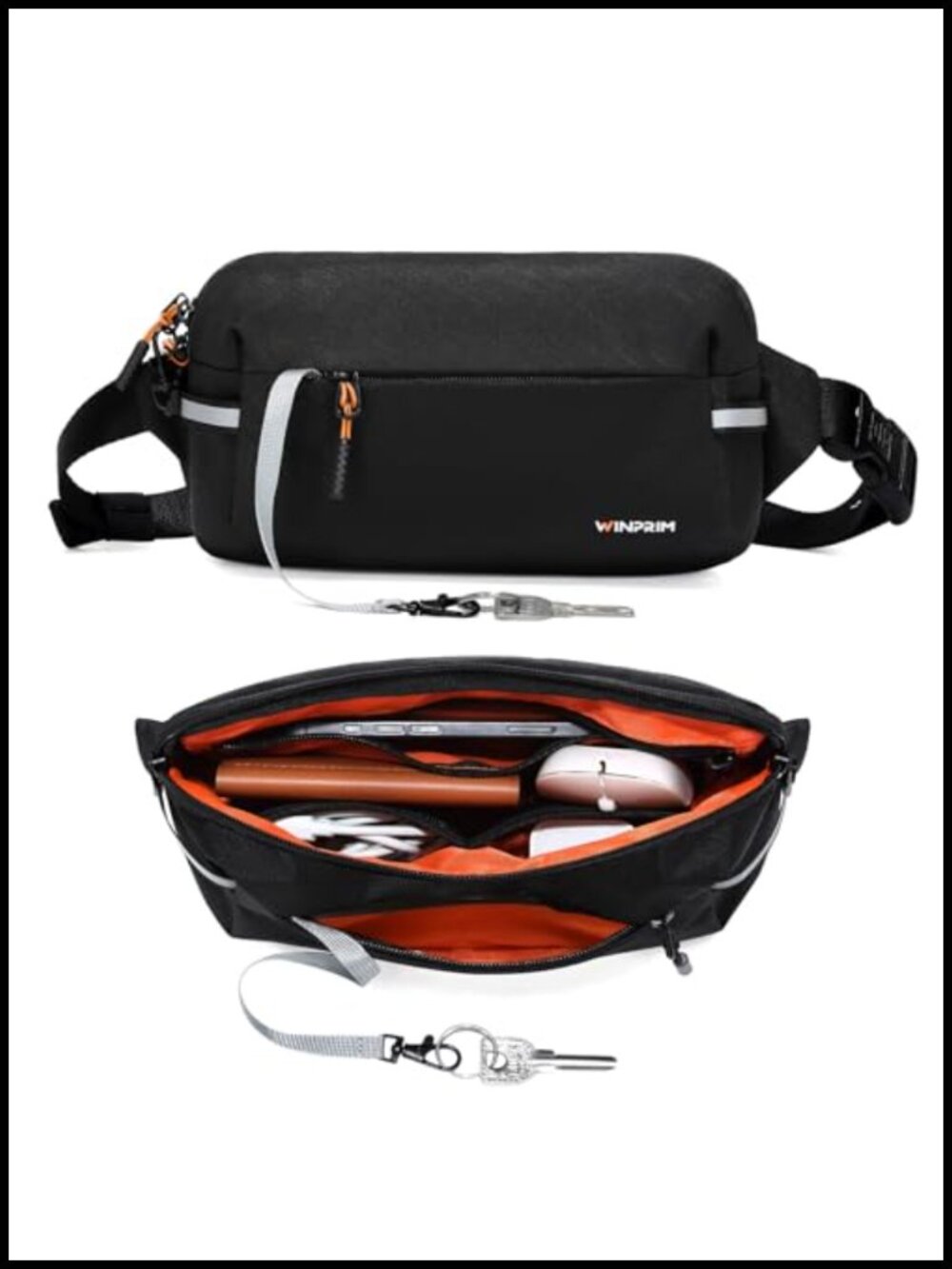 2L Waist Pack Belt Bag Nylon Crossbody Sling for Travel Running
